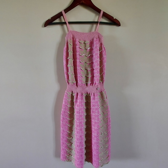 CHANEL Dresses & Skirts - Chanel  pink metallic knit mini dress